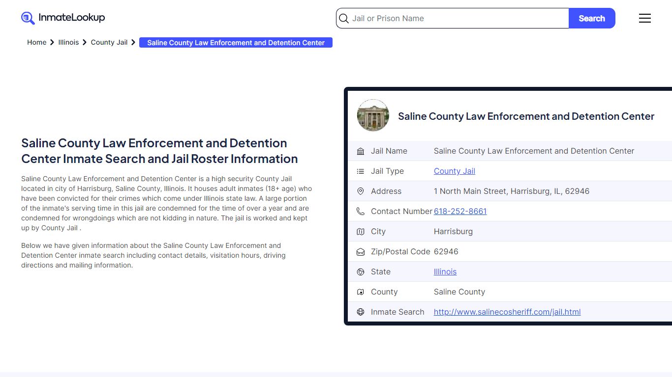 Saline County Law Enforcement and Detention Center (IL) Inmate Search ...